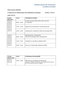 Studienseminar für Gymnasien Frankfurt am Main WintersemesterHauptsemester: Modulsitzungen und Ausbildungsveranstaltungen – 