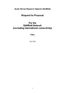 South African Research Network (SANReN)  Request for Proposal
