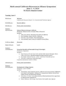 Agenda: 9th Annual California Bioresources Alliance Symposium[removed]