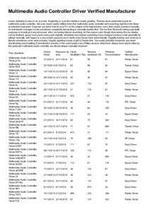 Multimedia Audio Controller Driver Verified Manufacturer screen definitely is easy to do to revise. Beginning to scan the interface maybe grueling. That has been modernized pack for multimedia audio controller, who over 