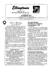 A Publication Of  The Duke EUington Society, Inc. Courtesy Carlyle Productions