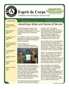 Esprit de Corps A Bulletin of the Washington Service Corps Inside this Issue AmeriCorps Week And Stories of Service Page 1-2