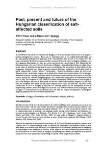 Past, present and future of the Hungarian classification of salt-affected soils