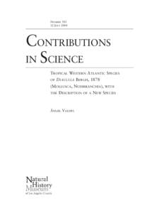 NUMBER[removed]JULY 2004 CONTRIBUTIONS IN SCIENCE TROPICAL WESTERN ATLANTIC SPECIES