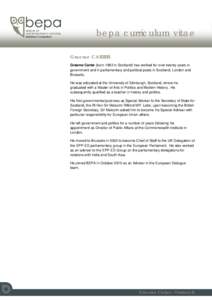 bepa monthly brief bepa curriculum vitae Graeme CARTER Graeme Carter (born 1963 in Scotland) has worked for over twenty years in government and in parliamentary and political posts in Scotland, London and Brussels.