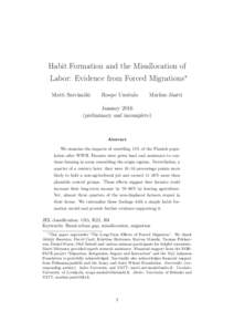 Habit Formation and the Misallocation of Labor: Evidence from Forced Migrations⇤ Matti Sarvimäki Roope Uusitalo
