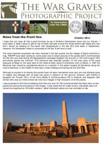 In Association with the CWGC News from the Front line  October 2011