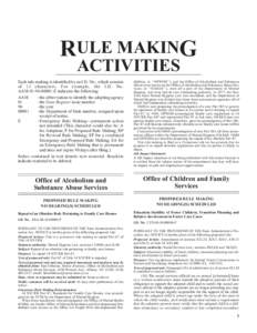 RULE MAKING ACTIVITIES Each rule making is identified by an I.D. No., which consists of 13 characters. For example, the I.D. No. AAM[removed]E indicates the following: