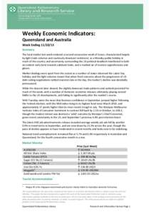 Weekly Economic Indicators: Queensland and Australia Week Ending[removed]Summary The local market last week endured a second consecutive week of losses, characterised largely by light trade volumes and cautiously downca