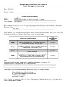 Assembly Bill (AB) X4 4 Short-Term Exemption County Reengagement Sequencing Date: [removed]County:  Amador