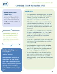 Iowa Chronic Disease Report Supplements: 2011  Coronary Heart Disease in Iowa What is Coronary Heart Disease (CHD)? Coronary Heart Disease (CHD) is a