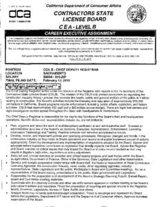 Department of Consumer Affairs - Contractors State License Board - CEA - Level B