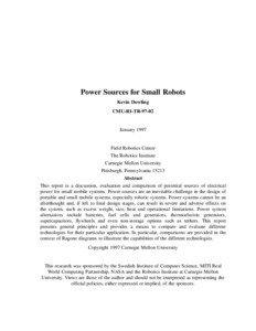 Power Sources for Small Robots Kevin Dowling CMU-RI-TR-97-02