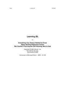 Page 1  Learning ZIL
