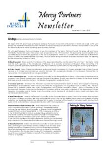 Mercy Partners Newsletter Issue No 4 – JanGreetings, sisters and partners in ministry