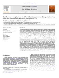 Rainfed crop energy balance of different farming systems and crop rotations in a semi-arid environment: Results of a long-term trial