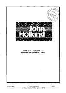 JOHN HOLLAND HOLLAND PTY PTY LTD JOHN WA RAIL RAIL AGREEMENT