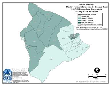 Island of Hawaii Median Household Income by Census Tract[removed]American Community Survey 5-Year Estimates  218