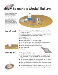 How to make a Model Saturn You can make a lovely model of Saturn and her rings. You can hang your model Saturn from the ceiling and watch it gracefully turn