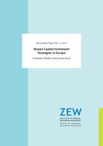 Discussion Paper NoHuman Capital Investment Strategies in Europe Friedhelm Pfeiffer and Karsten Reuß