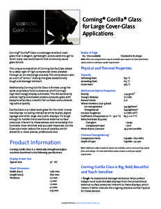Gorilla Glass / Materials science / Corning Incorporated / Chemically strengthened glass / Touchscreen / Soda-lime glass / Corning (city) /  New York / Dragontrail / Glass / Optical materials / Transparent materials
