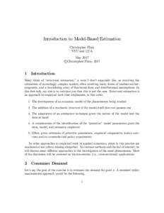 Introduction to Model-Based Estimation Christopher Flinn NYU and CCA May 2017 c °Christopher
