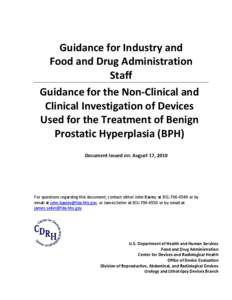    Guidance for Industry and   Food and Drug Administration   Staff  Guidance for the Non‐Clinical and 