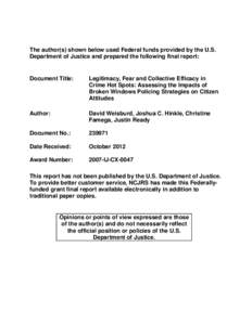 Microsoft Word - Broken Windows Policing at Hot Spots Experiment--Final Report to NIJ FINAL (Sept 2012)