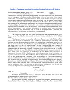 Southern Campaign American Revolution Pension Statements & Rosters Pension application of William Hall W21255 Ann (Anna) fn34SC Transcribed by Will Graves[removed]