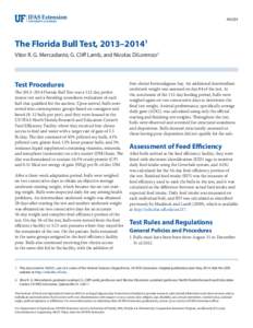 AN301  The Florida Bull Test, 2013–20141 Vitor R. G. Mercadante, G. Cliff Lamb, and Nicolas DiLorenzo2  Test Procedures