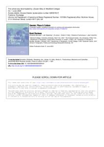 This article was downloaded by: [Queen Mary & Westfield College] On: 1 June 2009 Access details: Access Details: [subscription numberPublisher Routledge Informa Ltd Registered in England and Wales Registered 