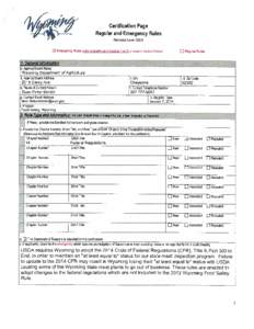 STATEMENT OF PRINCIPAL REASONS The United States Department Agriculture requires Wyoming to adopt the 2014 Code of Federal Regulations (CFR), Title 9, Part 300 to End, in order to maintain an 