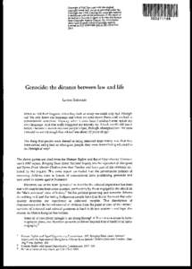 Genocide / International criminal law / Human rights instruments / Crimes / Murder / Nulyarimma v Thompson / Stolen Generations / Raphael Lemkin / William Schabas / Law / International relations / Politics