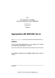 2001 THE LEGISLATIVE ASSEMBLY FOR THE AUSTRALIAN CAPITAL TERRITORY (As presented) (Treasurer)