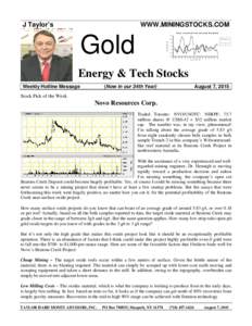 J Taylor’s  WWW.MININGSTOCKS.COM D o w J o n e s /G o ld A n n u a l R e tu rn s  Gold