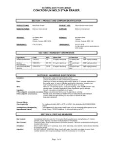 MATERIAL SAFETY DATA SHEET  CONCROBIUM MOLD STAIN ERASER SECTION 1: PRODUCT AND COMPANY IDENTIFICATION PRODUCT NAME: