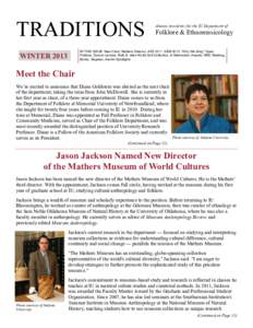 TRADITIONS  Alumni newsletter for the IU Department of Folklore & Ethnomusicology