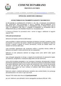 COMUNE DI PARRANO PROVINCIA DI TERNI Via XX settembre,1 - C.A.P[removed]Tel[removed]Fax[removed]E-mail [removed] - C.F[removed]UFFICIO DEL SEGRETARIO COMUNALE