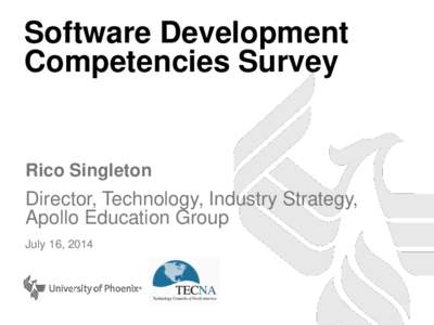 Software Development Competencies Survey Rico Singleton  Director, Technology, Industry Strategy,