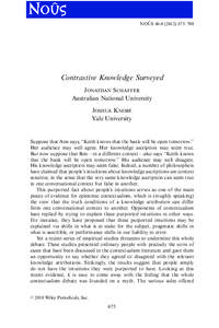 ˆ 46:[removed]–708 NOUS Contrastive Knowledge Surveyed JONATHAN SCHAFFER Australian National University