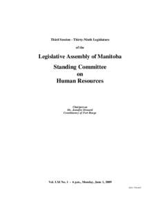 The Legislative Assembly of Manitoba Debates and Proceedings