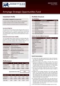 MONTHLY REPORT January 2013 Armytage Strategic Opportunities Fund Investment Profile