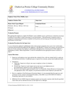 Chabot-Las Positas College Community District CONFIDENTIAL/SUPERVISORY EMPLOYEE PERFORMANCE EVALUATION Employee Name (First, Middle, Last): Employee Position Title: