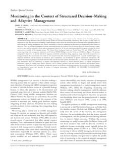 Indices Special Section  Monitoring in the Context of Structured Decision-Making and Adaptive Management JAMES E. LYONS,1 United States Fish and Wildlife Service, Division of Migratory Bird Management, 11510 American Hol