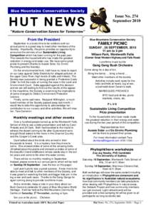 Blue Mountains Conservation Society  HUT NEWS Issue No. 274 September 2010