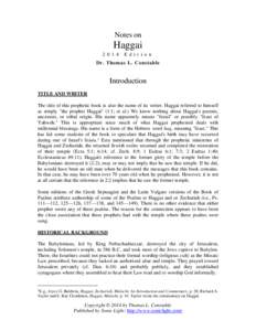 Notes on  Haggai[removed]E d i t i o n