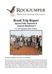 Brazil Trip Report Iguazu Falls, Pantanal & Amazon Rainforest I 1st to 19th September[removed]days)  Brazil I tour group (a.k.a. The Chigger Fighters) by Elizabeth Lloyd