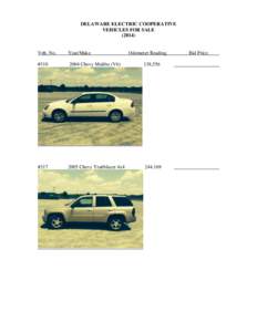 DELAWARE ELECTRIC COOPERATIVE VEHICLES FOR SALE[removed]Veh. No.