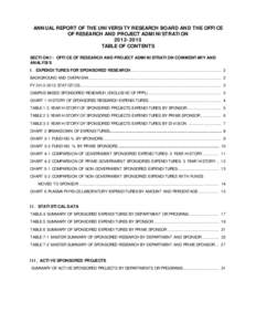 ANNUAL REPORT OF THE UNIVERSITY RESEARCH BOARD AND THE OFFICE OF RESEARCH AND PROJECT ADMINISTRATION[removed]TABLE OF CONTENTS SECTION I: OFFICE OF RESEARCH AND PROJECT ADMINISTRATION COMMENTARY AND ANALYSIS