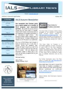 IALS  Library News Website: www.ials.sas.ac.uk  Institute of Advanced Legal Studies